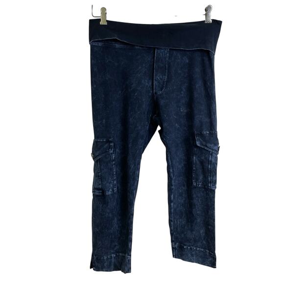 Vtg Hard Tail Cropped Cargo Pants Womens Medium Blue Stonewash Comfort Y2K - Picture 1 of 6